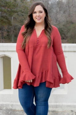 Happier Than Ever Tunic, Brick Red