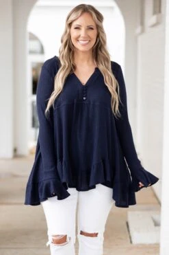 Happier Than Ever Tunic, Navy