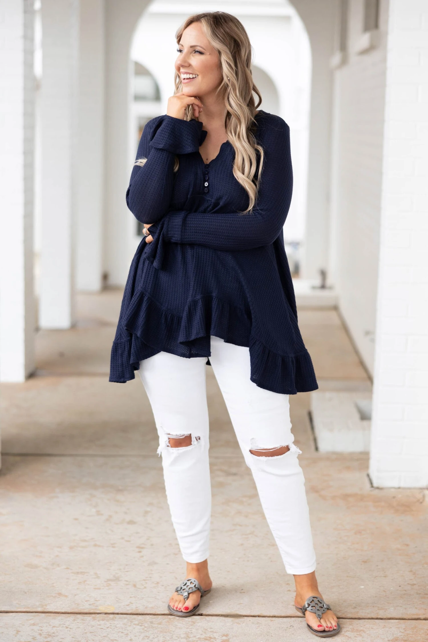 Happier Than Ever Tunic, Navy 4 Happier Than Ever Tunic, Navy - Image 2