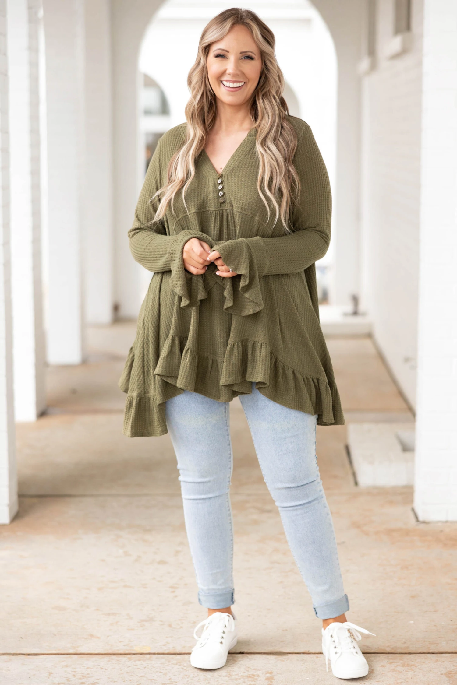 Happier Than Ever Tunic, Olive 4 Happier Than Ever Tunic, Olive - Image 2