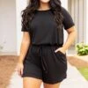 Happiness Blooms Romper, Black -Chic Soul Store HappinessBloomsRomper Black 3