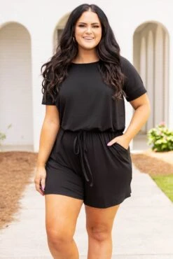 Happiness Blooms Romper, Black