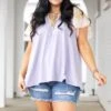 Happy Habits Top, Lavender/Cream 1 Happy Habits Top, Lavender/Cream -Chic Soul Store HappyHabitsTop Lavendar Cream 9758