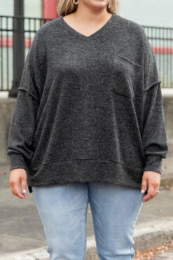 Have It All Night Sweater, Charcoal -Chic Soul Store HaveItAllNightSweater Charcoal 6070