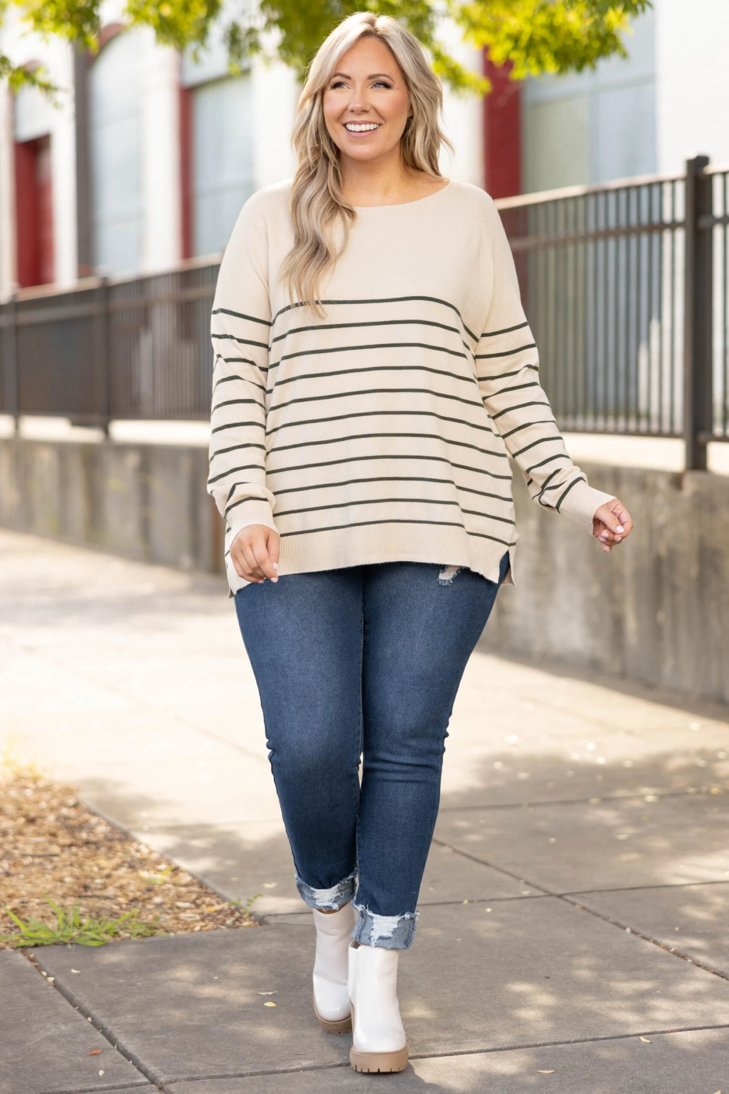 Heart By Heart Sweater, Oat/Dark Green 4 Heart By Heart Sweater, Oat/Dark Green - Image 2