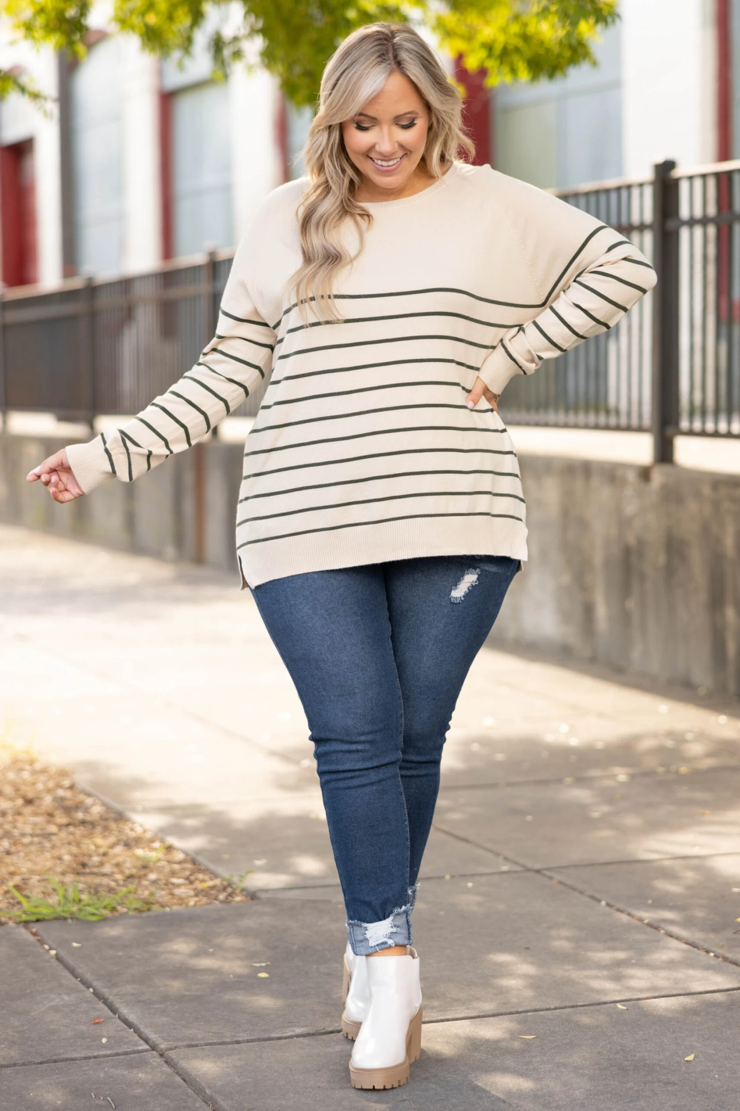 Heart By Heart Sweater, Oat/Dark Green 5 Heart By Heart Sweater, Oat/Dark Green - Image 3