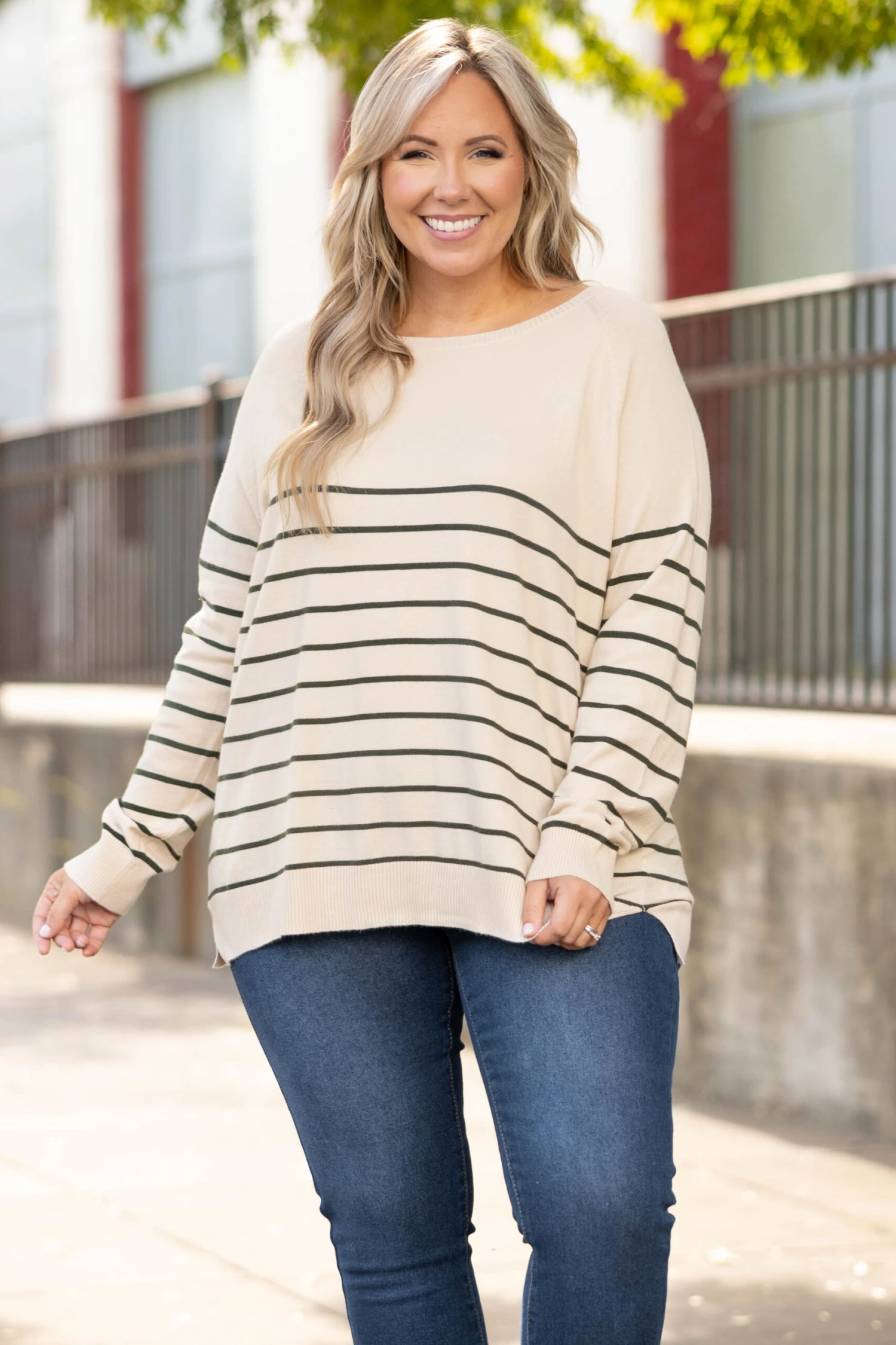 Heart By Heart Sweater, Oat/Dark Green 3 Heart By Heart Sweater, Oat/Dark Green