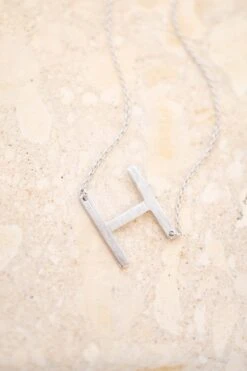 Hi My Name Is Necklace, H Silver