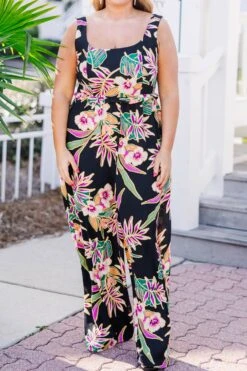 Hibiscus Nights Jumpsuit, Black -Chic Soul Store HibiscusNightsJumpsuit Black 2