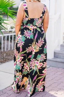 Hibiscus Nights Jumpsuit, Black -Chic Soul Store HibiscusNightsJumpsuit Black