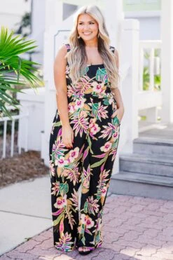 Hibiscus Nights Jumpsuit, Black -Chic Soul Store HibiscusNightsJumpsuit Black 4