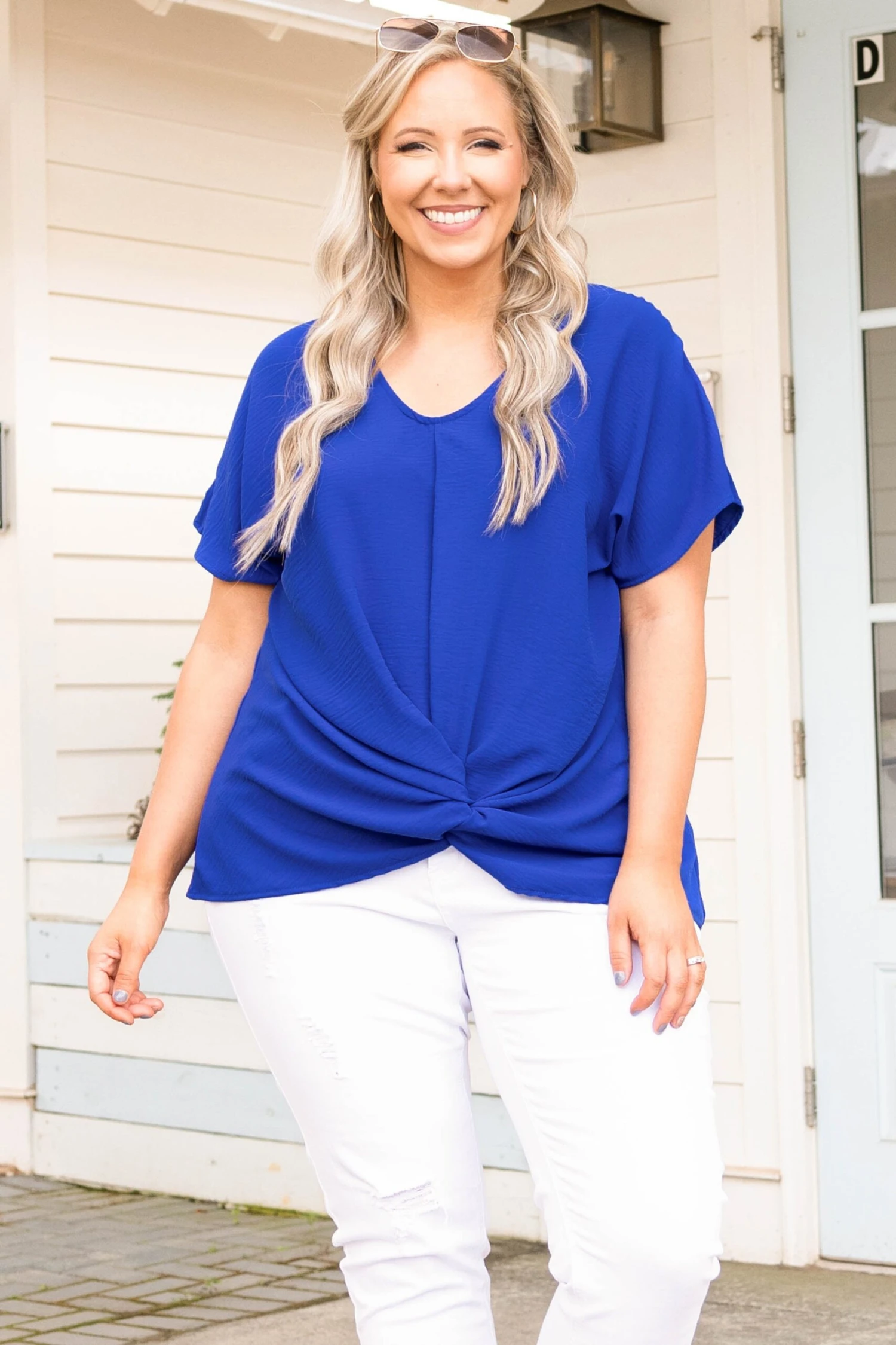 Hiding My Heart Blouse, Royal Blue 3 Hiding My Heart Blouse, Royal Blue