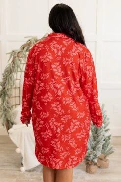 Holiday Happy Pajama Dress, Red -Chic Soul Store HolidayHappyPajamaDress Red1