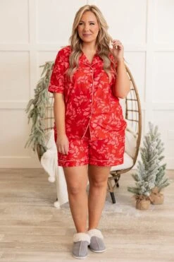 Holiday Happy Short Sleeve Pajama Top, Red 10 Holiday Happy Short Sleeve Pajama Top, Red -Chic Soul Store HolidayHappyShortSleevePajamaTop Red4