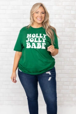 Holly Jolly Babe Tee, Evergreen