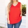 Hot Days Outside Tank, True Red 2 Hot Days Outside Tank, True Red -Chic Soul Store HotDaysOutsideTank TrueRed 0845