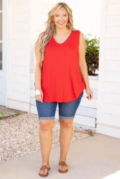 Hot Days Outside Tank, True Red 10 Hot Days Outside Tank, True Red -Chic Soul Store HotDaysOutsideTank TrueRed 0847