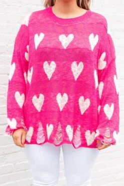 I Can Make Your Heart Beat Sweater, Fuchsia -Chic Soul Store ICanMakeYourHeartBeatSweater Fuschia 9848