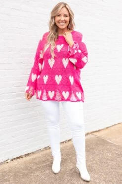 I Can Make Your Heart Beat Sweater, Fuchsia -Chic Soul Store ICanMakeYourHeartBeatSweater Fuschia 9849