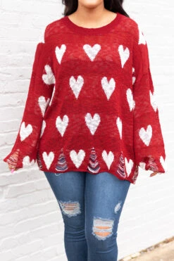 I Can Make Your Heart Beat Sweater, Red 11 I Can Make Your Heart Beat Sweater, Red -Chic Soul Store ICanMakeYourHeartBeatSweater Red 9854