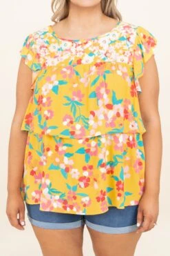 I Gotta Know Top, Marigold-Teal -Chic Soul Store IGottaKnowTop Marigold Teal 9847