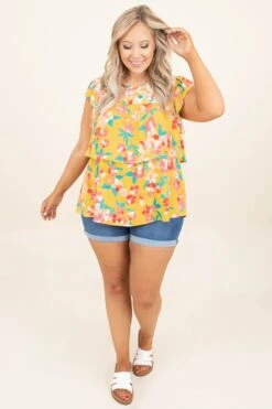 I Gotta Know Top, Marigold-Teal -Chic Soul Store IGottaKnowTop Marigold Teal 9850