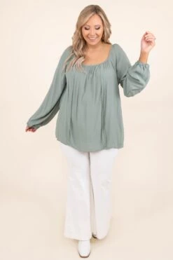 In My Head Blouse, Sage 10 In My Head Blouse, Sage -Chic Soul Store InMyHeadBlouse Sage 3