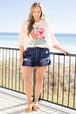 In Paradise Boyfriend Tee, Cream Pink -Chic Soul Store InParadiseBoyfriendTee CreamPink 6
