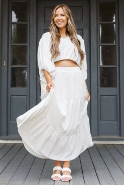 Inspired By Life Maxi Skirt, White -Chic Soul Store InspiredByLifeMaxiSkirt White 5