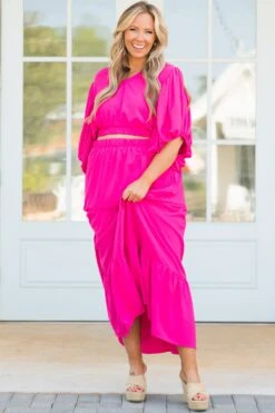 Inspired By Life Maxi Skirt, Hot Pink -Chic Soul Store InspiredByLifeSkirt HotPink 1 2
