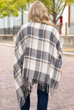 Irresistible Style Poncho, Grey -Chic Soul Store IrresistibleStylePoncho Grey 2456