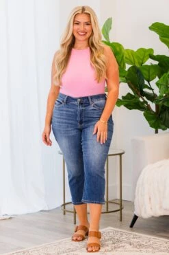 Judy Blue: Aligned With You Capris, Medium Wash -Chic Soul Store JudyBlue AlignedWithYouCapris MediumWash 5