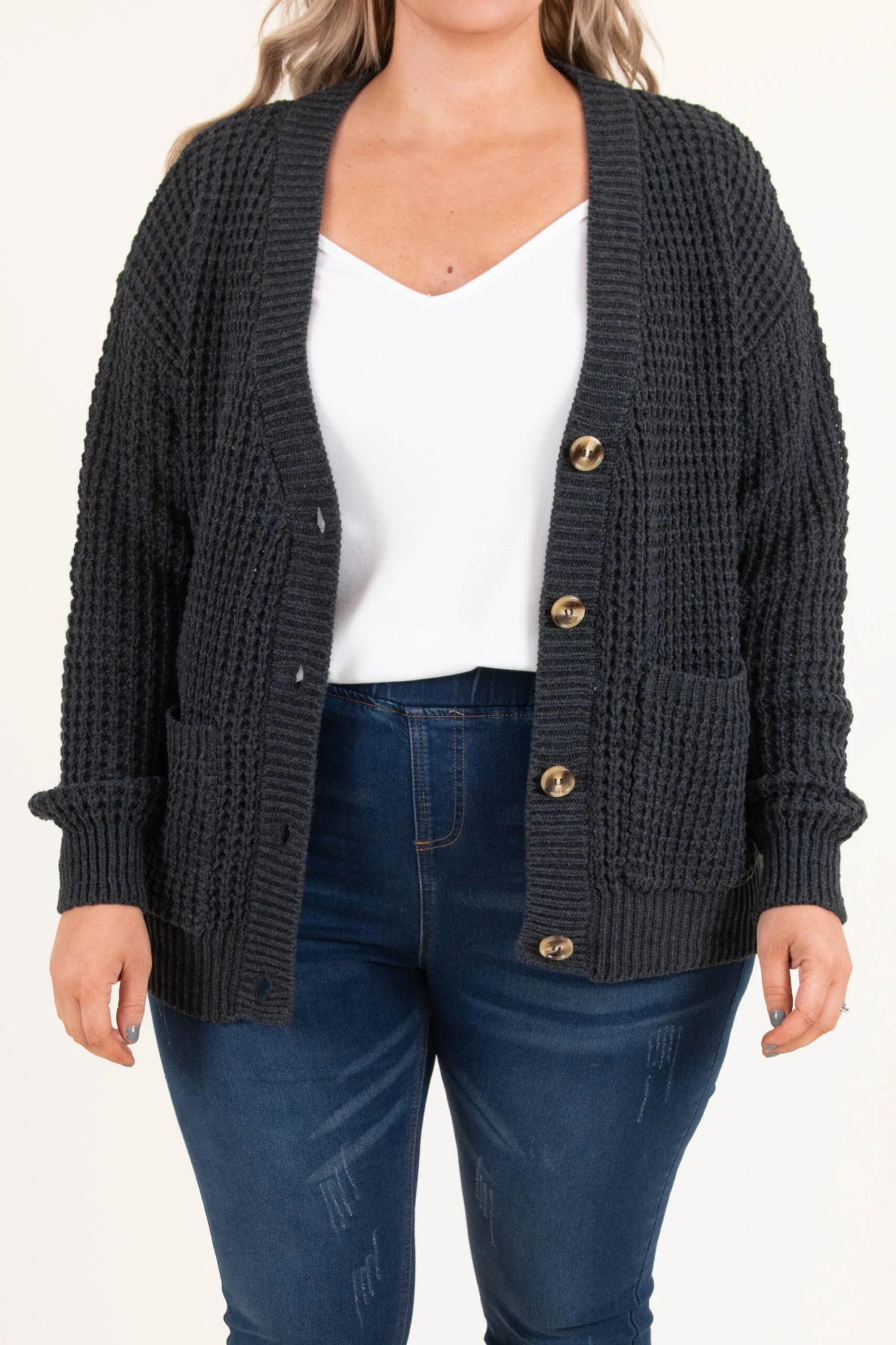 Just Throw It On Cardigan, Charcoal 6 Just Throw It On Cardigan, Charcoal - Image 4