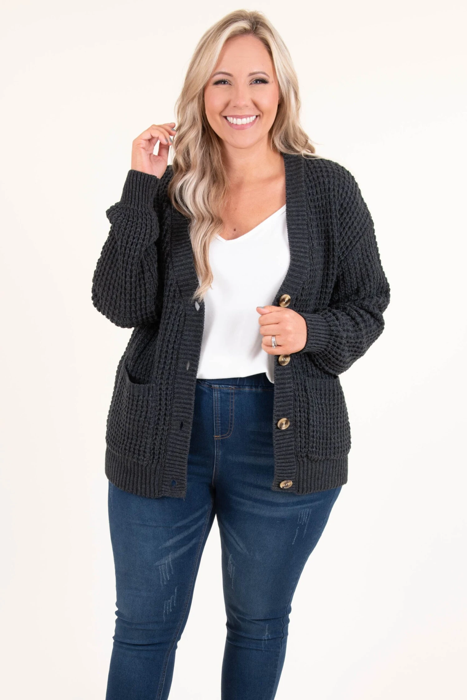 Just Throw It On Cardigan, Charcoal 3 Just Throw It On Cardigan, Charcoal