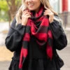 Just Warms My Heart Scarf, Black-Red -Chic Soul Store JustWarmsMyHeartScarf Black Red