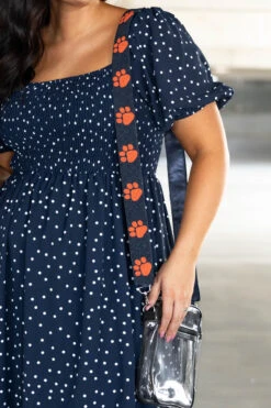 Keep Your Paws On The Ball Beaded Purse Strap, Navy Orange -Chic Soul Store KeepYourPawsOnTheBallBeadedPurseStrap NavyOrange 9777