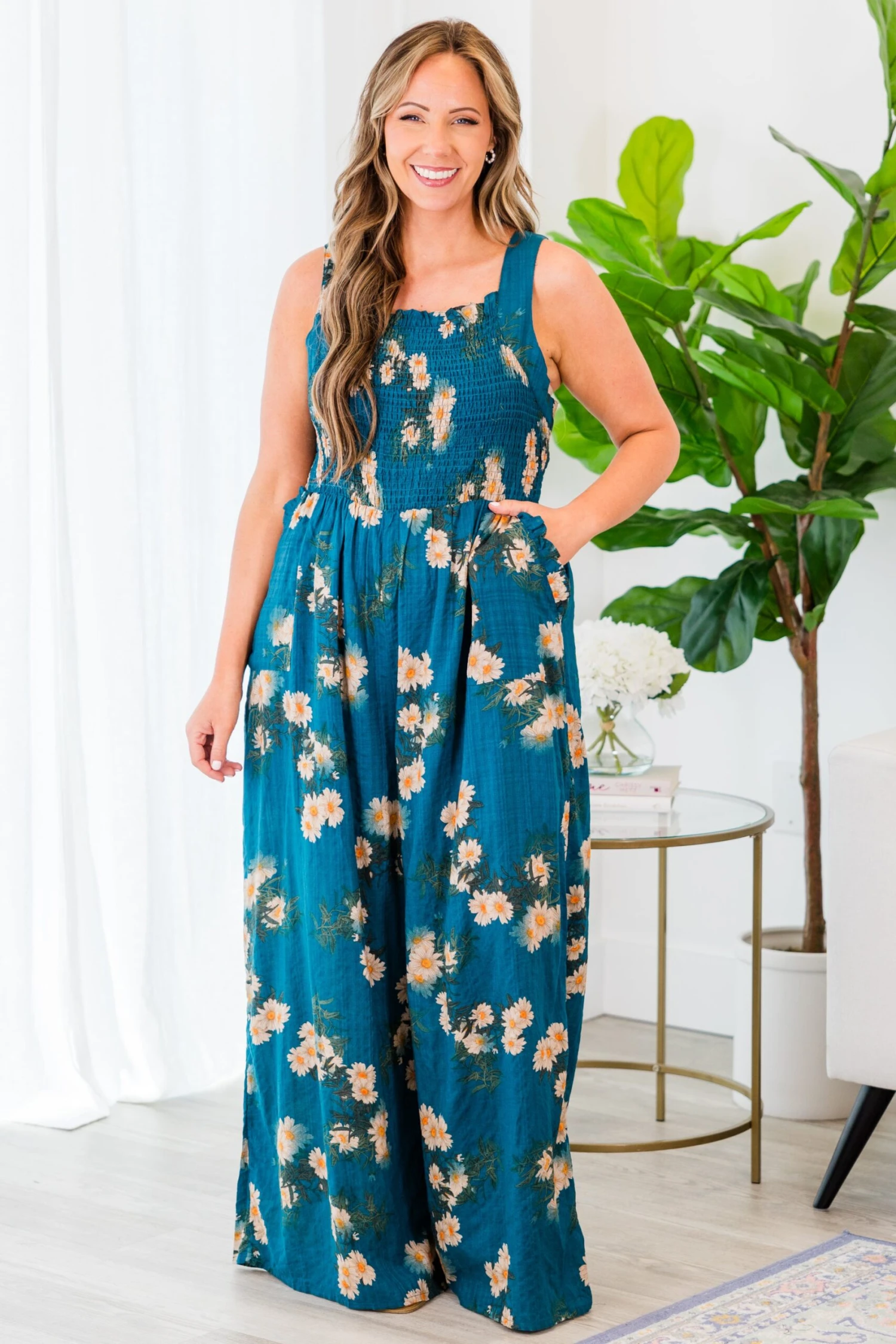 Keeping Interest Jumpsuit, Teal 4 Keeping Interest Jumpsuit, Teal - Image 2