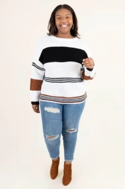 Knowing Me Sweater, Ivory-Black -Chic Soul Store KnowingMeSweater Ivory Black 5602