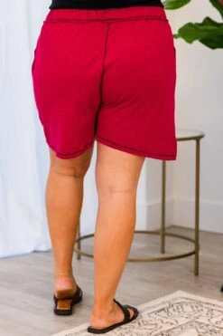 Lake Lounging Shorts, Burgundy 14 Lake Lounging Shorts, Burgundy -Chic Soul Store LakeLoungingShorts Burgundy 5