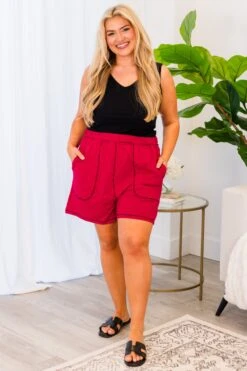 Lake Lounging Shorts, Burgundy 11 Lake Lounging Shorts, Burgundy -Chic Soul Store LakeLoungingShorts Burgundy 6