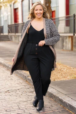 Leopard Lovie Cardigan, Black -Chic Soul Store LeopardLovieCardigan Black 2