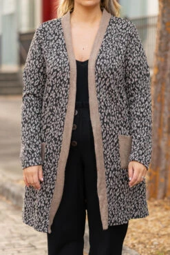 Leopard Lovie Cardigan, Black -Chic Soul Store LeopardLovieCardigan Black 4030