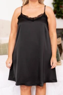 Let Yourself Be Loved Silky Night Slip, Black -Chic Soul Store LetYourselfBeLovedSilkyNightSlip Black 2