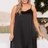 Let Yourself Be Loved Silky Night Slip, Black -Chic Soul Store LetYourselfBeLovedSilkyNightSlip Black 4