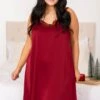 Let Yourself Be Loved Silky Night Slip, Wine -Chic Soul Store LetYourselfBeLovedSilkyNightSlip Wine 2