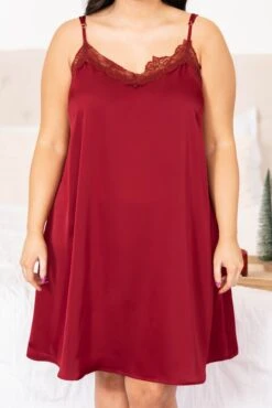 Let Yourself Be Loved Silky Night Slip, Wine -Chic Soul Store LetYourselfBeLovedSilkyNightSlip Wine