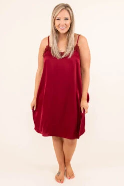 Let Yourself Be Loved Silky Night Slip, Wine -Chic Soul Store LetYourselfBeLovedSilkyNightSlip Wine 3