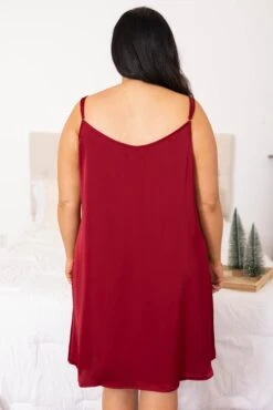 Let Yourself Be Loved Silky Night Slip, Wine -Chic Soul Store LetYourselfBeLovedSilkyNightSlip Wine 9641