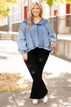Let's Go On An Adventure Top, Denim -Chic Soul Store Let sGoOnAnAdventureTop Denim