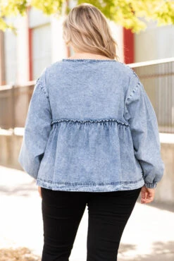Let's Go On An Adventure Top, Denim -Chic Soul Store Let sGoOnAnAdventureTop Denim 9743